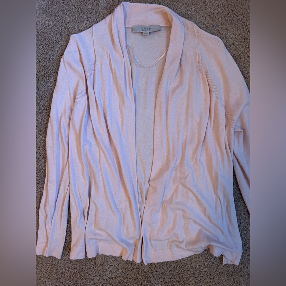 LOFT Pink Cardigan Sweater Open Front
